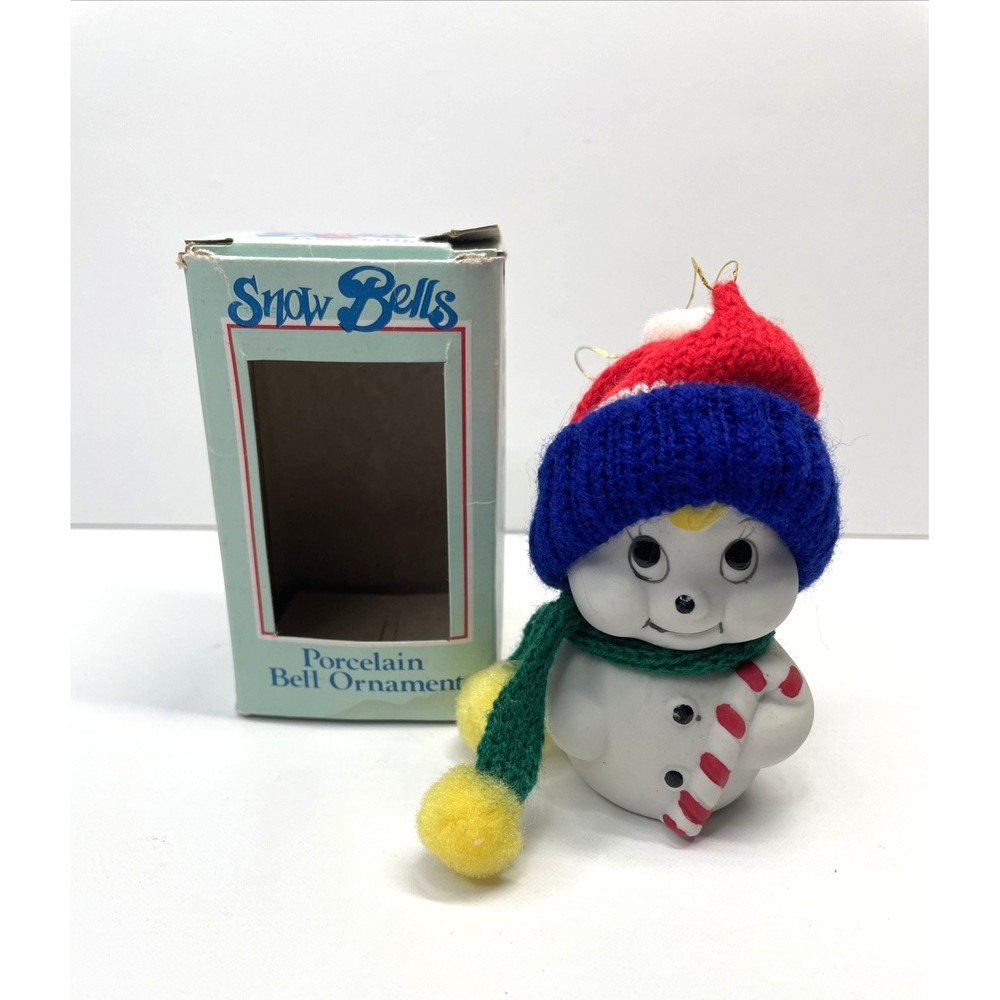 Giftco Vintage Snow Bells Porcelain Bell Christmas Ornament 3.5"